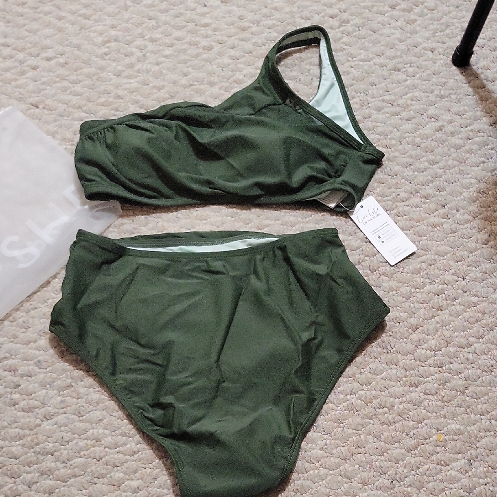 Olive Green Women's Swim Set